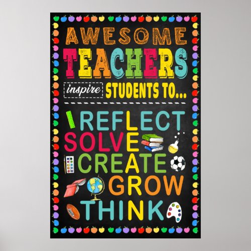 Awesome Teacher Inspire Student Classroom Poster