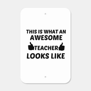 AWESOME TEACHER METAL SIGN