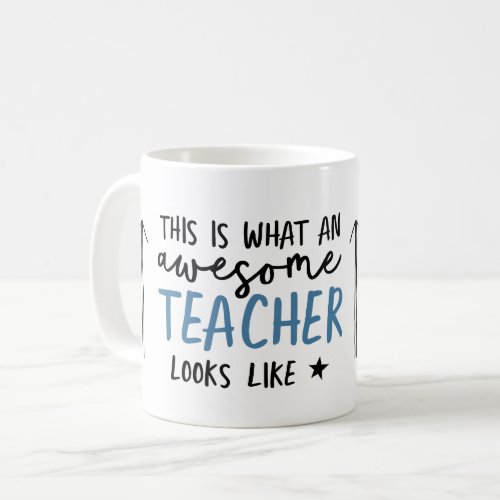 Awesome teacher modern typography blue gift coffee mug