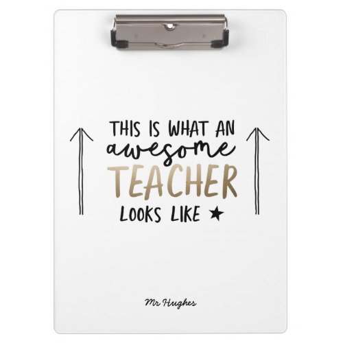 Awesome teacher modern typography gold clipboard