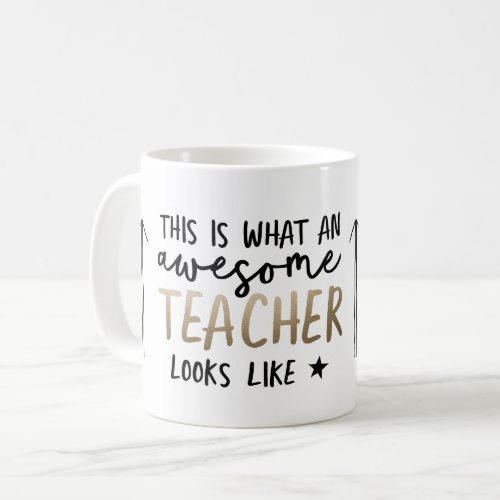 Awesome teacher modern typography gold gift coffee mug