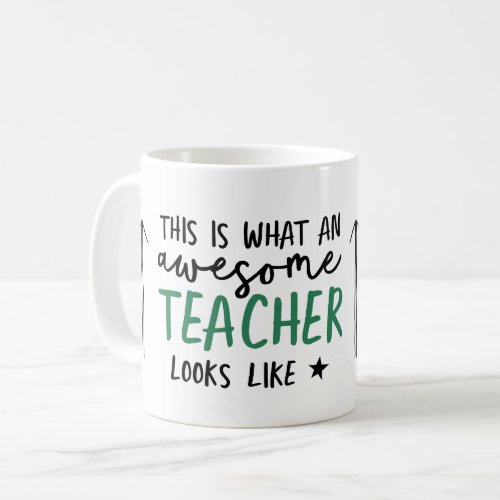 Awesome teacher modern typography green gift coffee mug