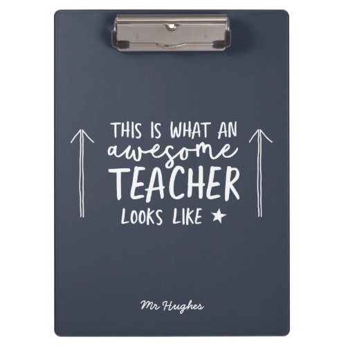 Awesome teacher modern typography navy gift clipboard