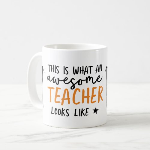 Awesome teacher modern typography orange gift coffee mug