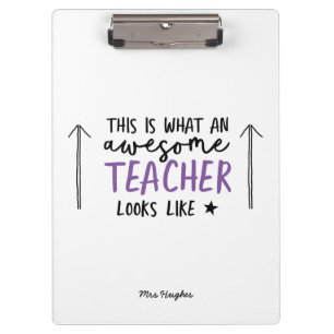 Awesome teacher modern typography purple clipboard