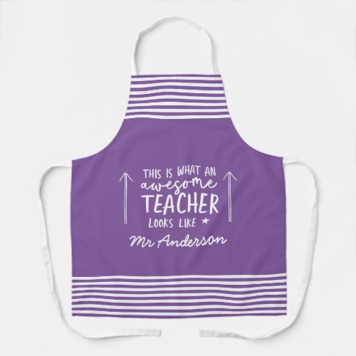 Awesome teacher modern typography purple gift apron