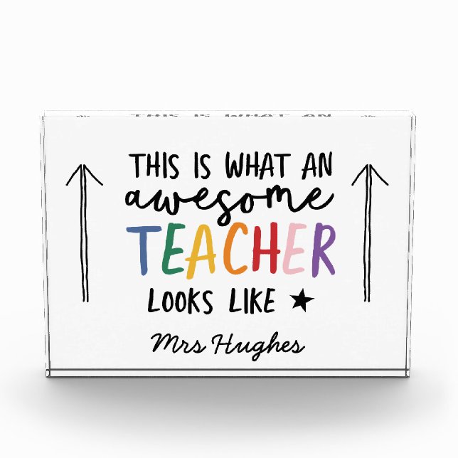 Awesome teacher modern typography rainbow gift (Front)