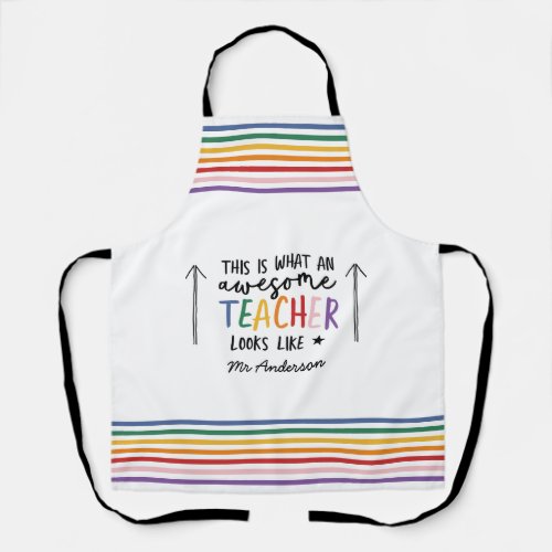 Awesome teacher modern typography rainbow gift apron
