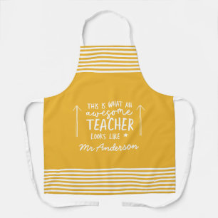 Awesome teacher modern typography rainbow gift apron