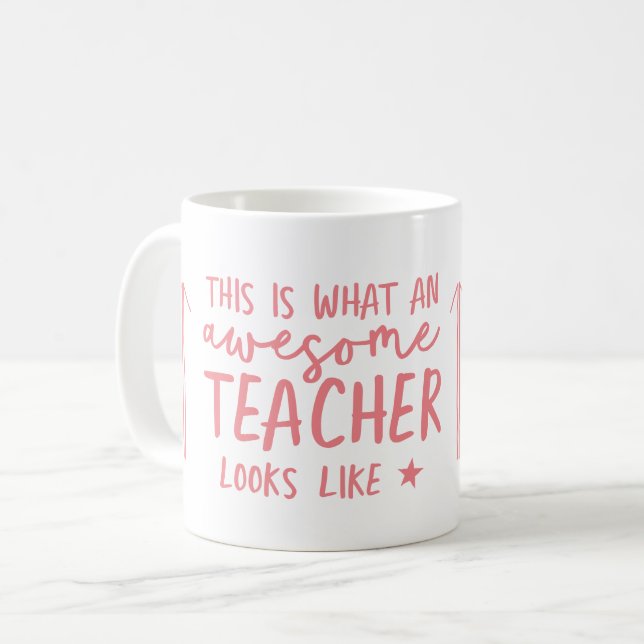 Awesome teacher modern typography rainbow gift coffee mug (Front Left)