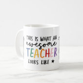 Awesome teacher modern typography rainbow gift coffee mug (Front Left)