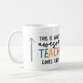 Awesome teacher modern typography rainbow gift coffee mug (Left)