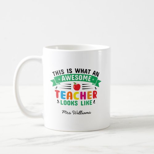 Awesome teacher modern typography rainbow gift coffee mug