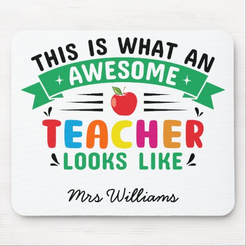 Awesome teacher modern typography rainbow gift mouse pad