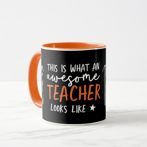 Awesome teacher modern typography rainbow gift mug