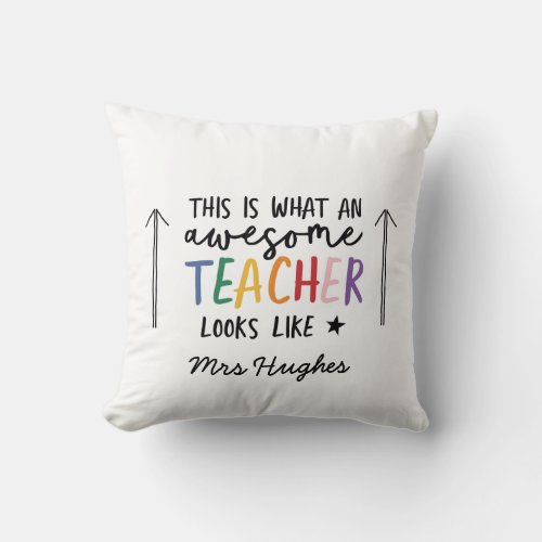 Awesome teacher modern typography rainbow gift throw pillow