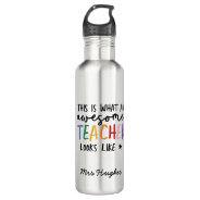 Awesome Teacher Modern Typography Rainbow  Stainless Steel Water Bottle at Zazzle