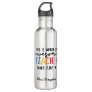 Awesome teacher modern typography rainbow  stainless steel water bottle