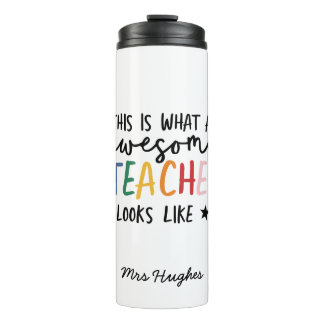 Awesome teacher modern typography rainbow thermal tumbler