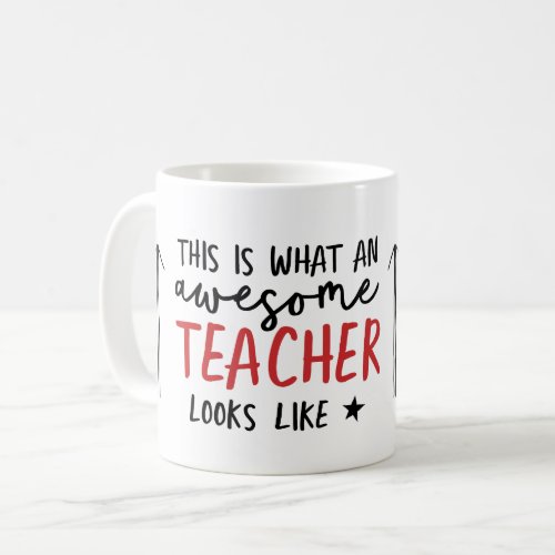 Awesome teacher modern typography red gift coffee mug