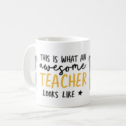 Awesome teacher modern typography yellow gift coffee mug