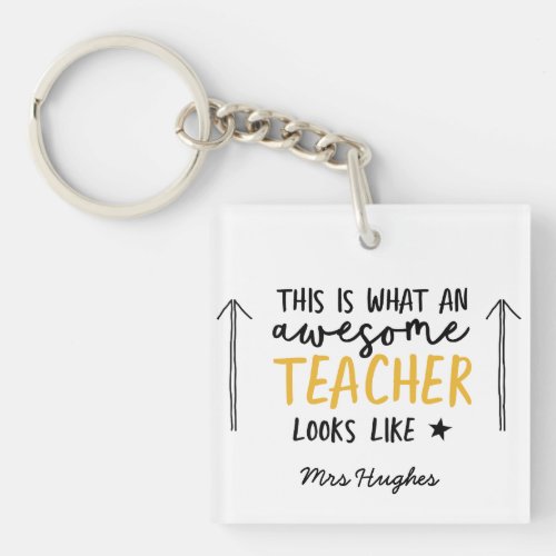 Awesome teacher modern typography yellow gift keychain