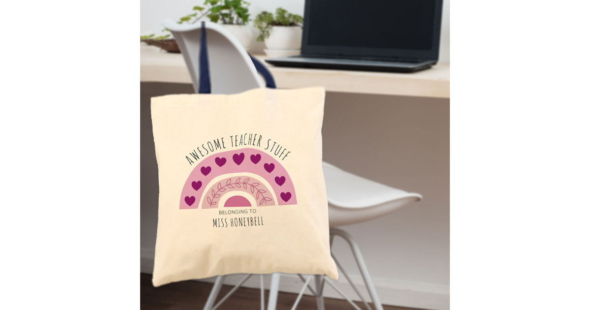 Personalized Teacher Tote Bag, Apple Bag, Thank You Teacher, Cute