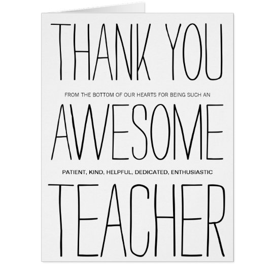 Awesome Teacher Thank You Card | Zazzle