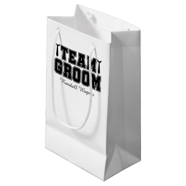 Awesome team groom customizable Wedding party Small Gift Bag (Front Angled)
