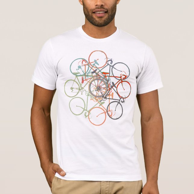 awesome tee-stamp of bicycles, silver T-Shirt (Front)