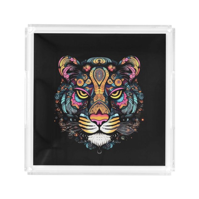 Awesome Tiger Head  Acrylic Tray (Front)