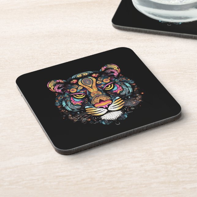 Awesome Tiger Head  Beverage Coaster (Left Side)
