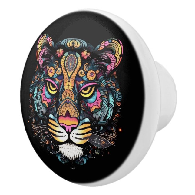 Awesome Tiger Head  Ceramic Knob (Right)