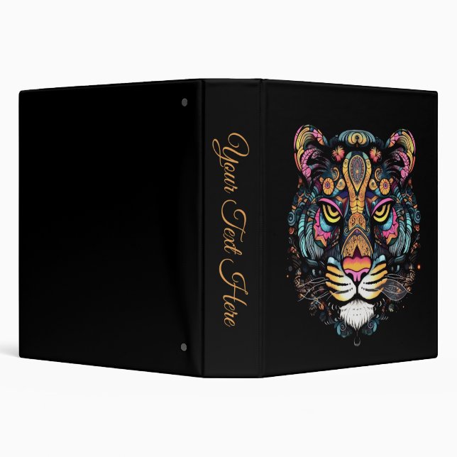 Awesome Tiger Head Personal Text 3 Ring Binder (Background)