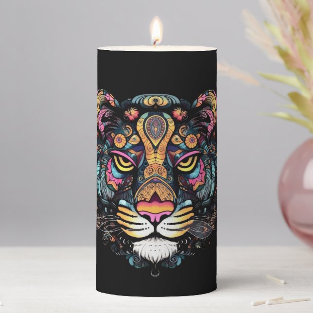 Awesome Tiger Head  Pillar Candle (In Situ)