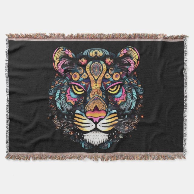 Awesome Tiger Head  Throw Blanket (Front)