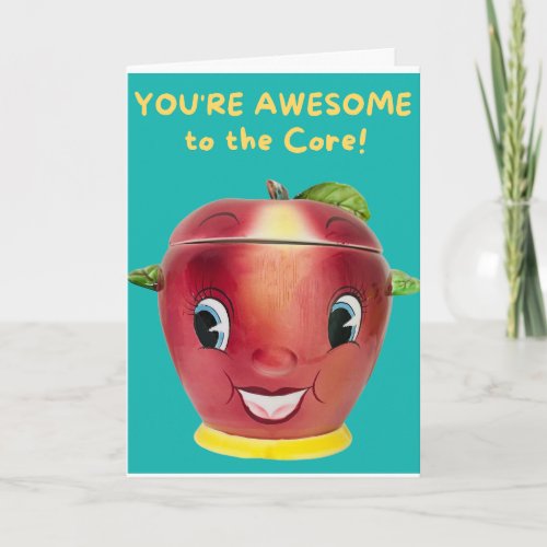 Awesome to Core Smiling Red Apple Big Eyes Card