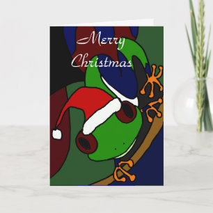 Awesome Tree Frog Christmas Art Holiday Card