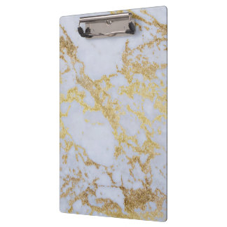 Awesome trendy modern faux gold glitter marble clipboard