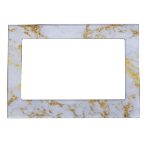 Awesome trendy modern faux gold glitter marble magnetic photo frame