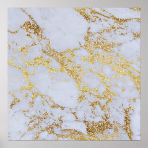 Awesome trendy modern faux gold glitter marble poster | Zazzle