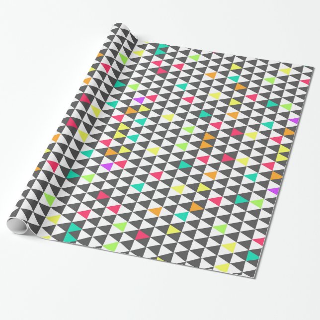 Awesome trendy retro geometric triangle pattern wrapping paper (Unrolled)