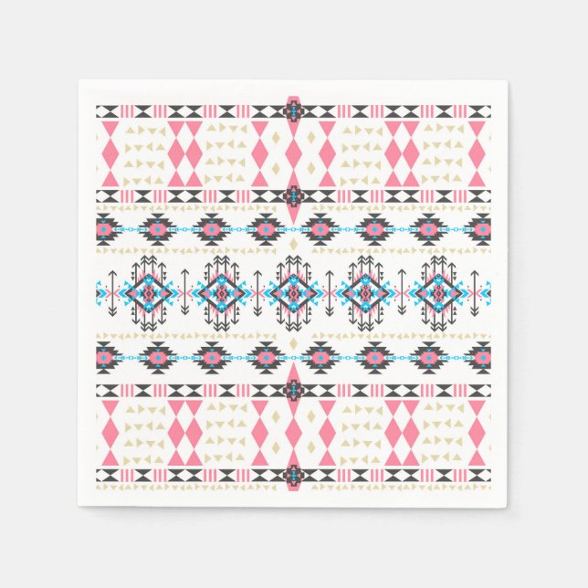 Awesome tribal ethnic geometric pattern paper napkins (Front)