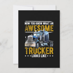Awesome Trucker Big Rig Semi-Trailer Truck Driver Invitation