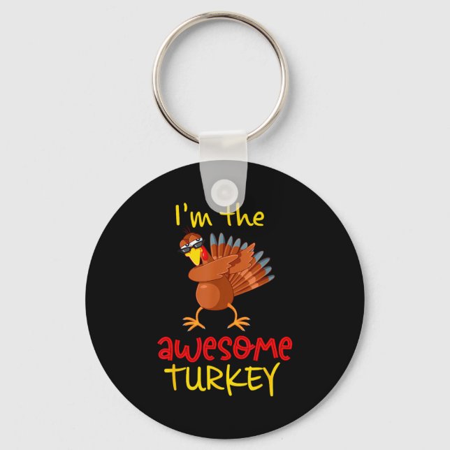 Awesome Turkey Matching Family Group Thanksgiving  Keychain (Front)