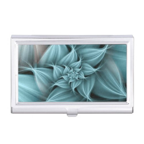 Awesome Turquoise Flower Fractal  Business Card Case