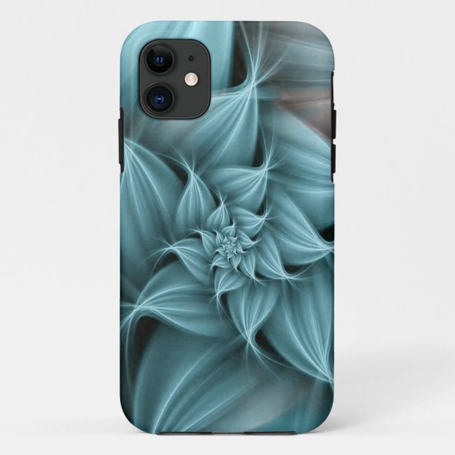 Awesome Turquoise Flower Fractal  Case-Mate iPhone Case (Back)