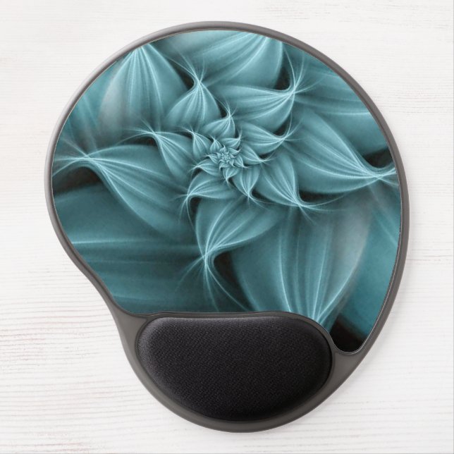 Awesome Turquoise Flower Fractal  Gel Mouse Pad (Front)