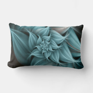Awesome Turquoise Flower Fractal  Lumbar Pillow