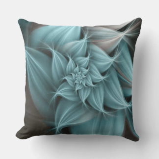 Awesome Turquoise Flower Fractal  Outdoor Pillow
